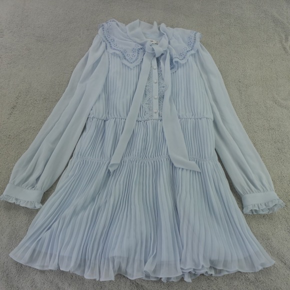 Self Portrait Dress Broderie Collar Chiffon Mini - Picture 3 of 16